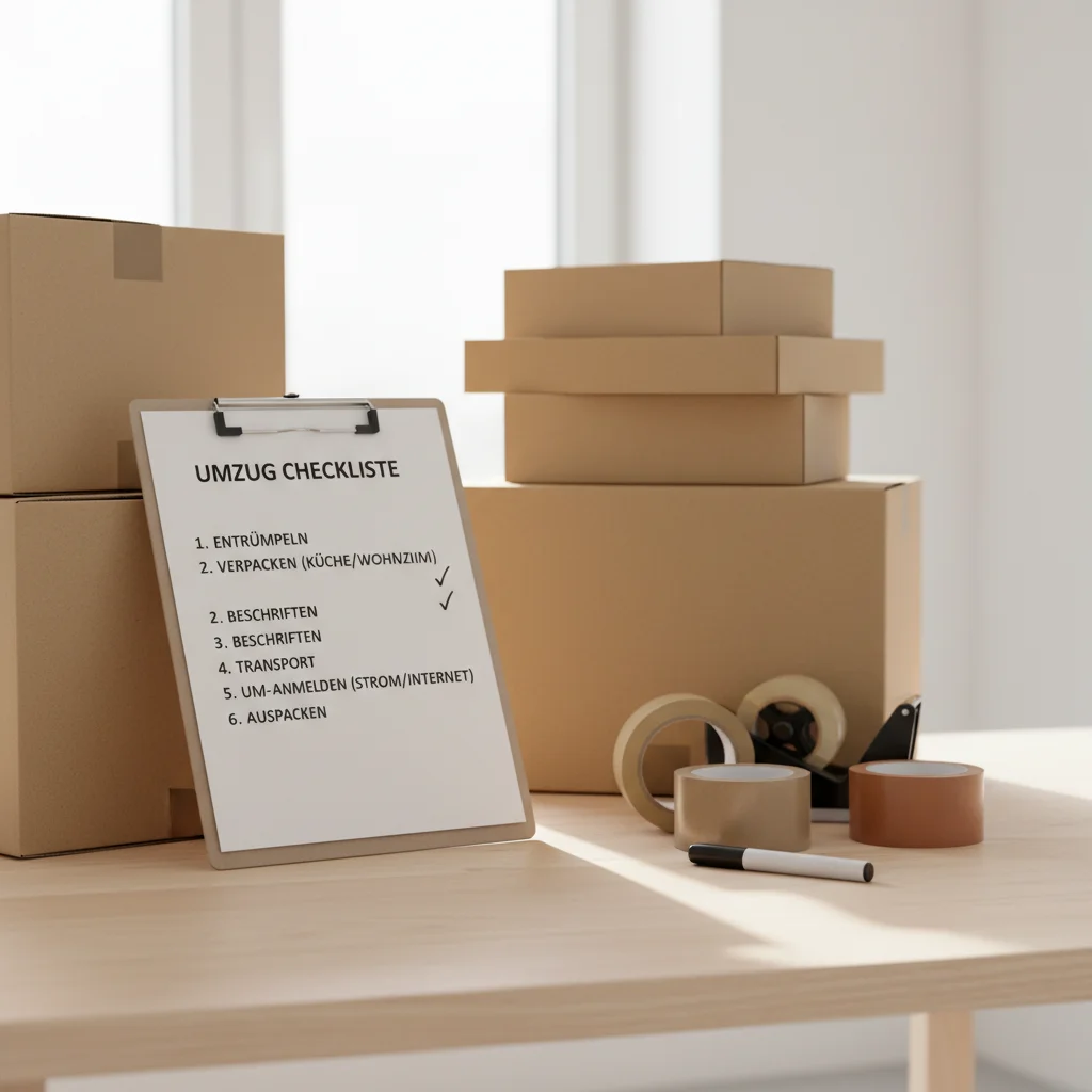 Umzugskartons und Checkliste für einen organisierten Umzug